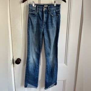 MOTHER High Waisted Rascal Ankle Straight Leg Blue Jeans